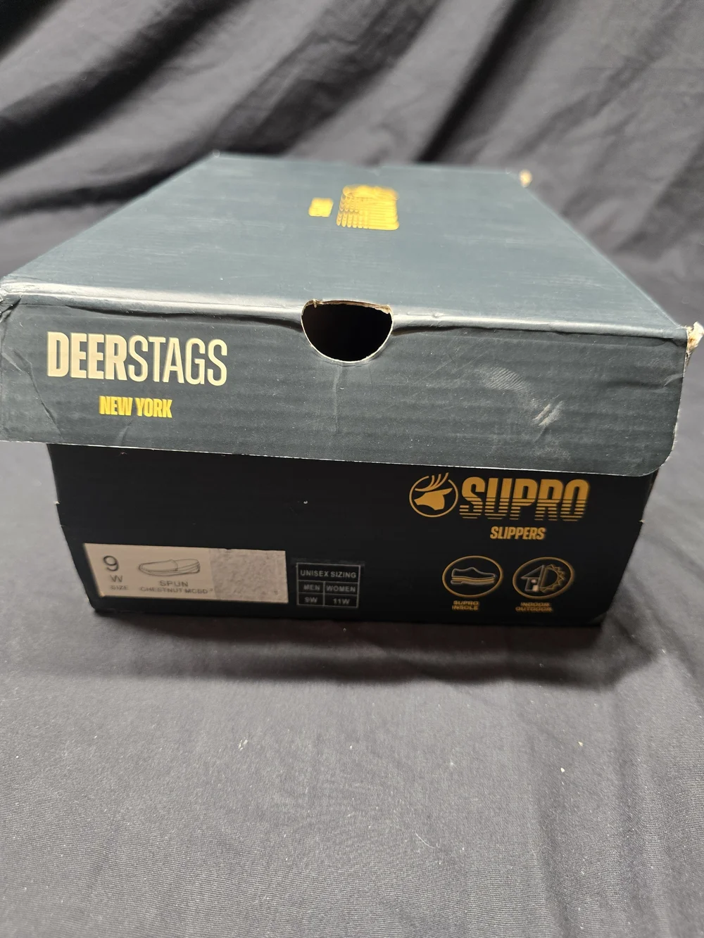NEW Deer Stags Spun Slipperooz Chestnut Moccasin Slippers Size 9 Unisex w/ Box